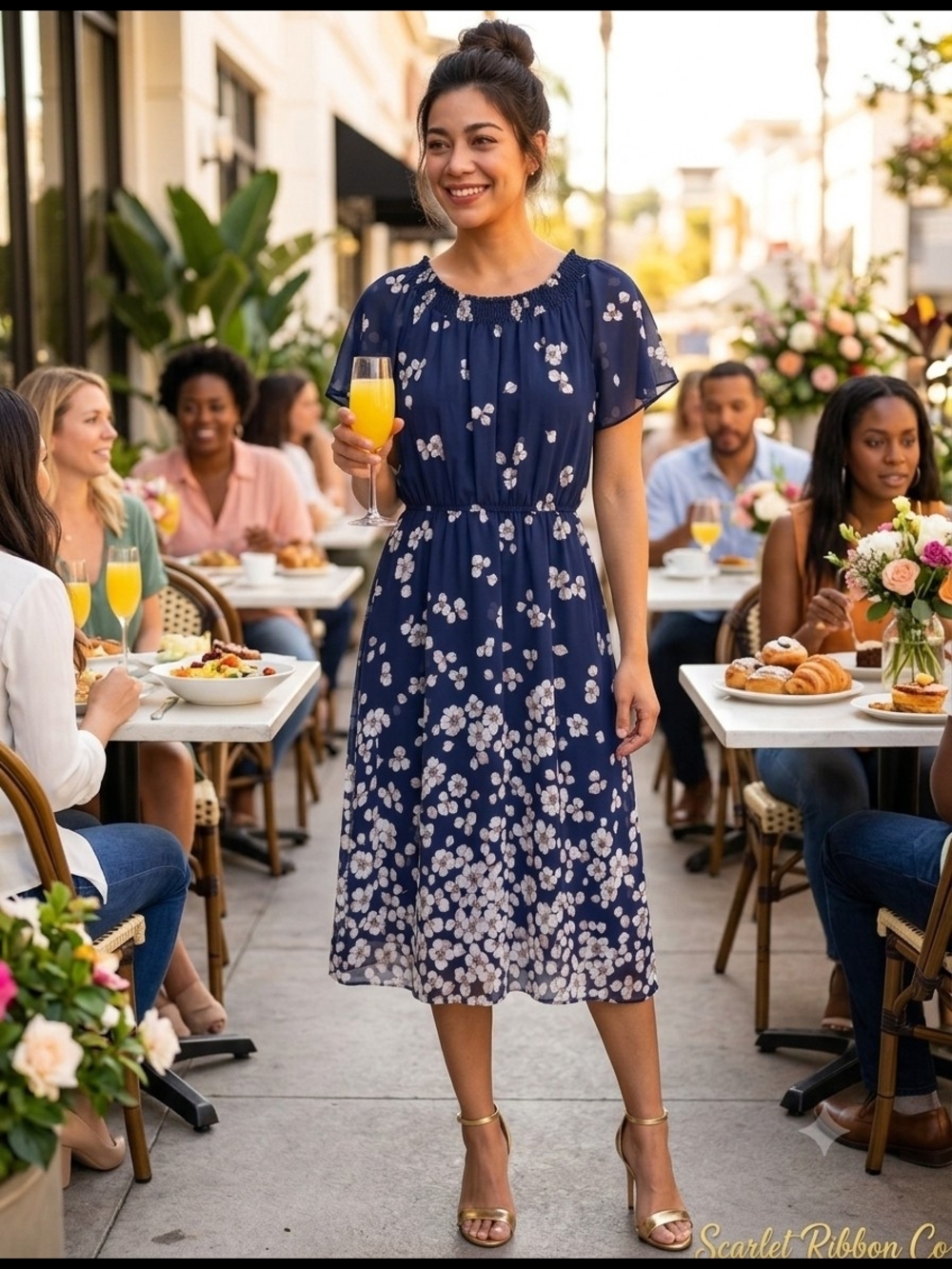 ✨️Studio One New York Navy Floral Midi Dress✨️